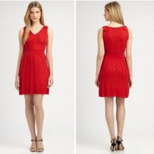 Missoni Red Sleeveless Knit Bow Accent Mini Dress
